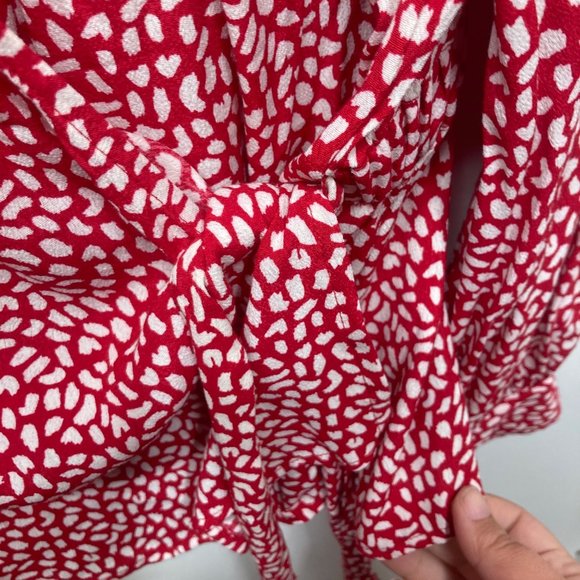 Talbots red white printed wrap top V neck blouse plus X 1x - Picture 6 of 10